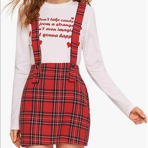 Plaid Suspender Skirt